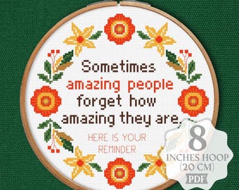 Emotional Support Kreuzstichmuster You Are Amazing Motivationszitat mit Spruch Kreuzstich Positive Affirmation als PDF-Datei
