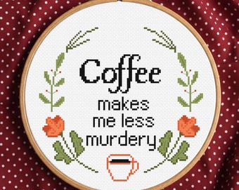 Coffee Cross Stitch Pattern: Funny Sarcastic Good Morning Embroidery (Digital)