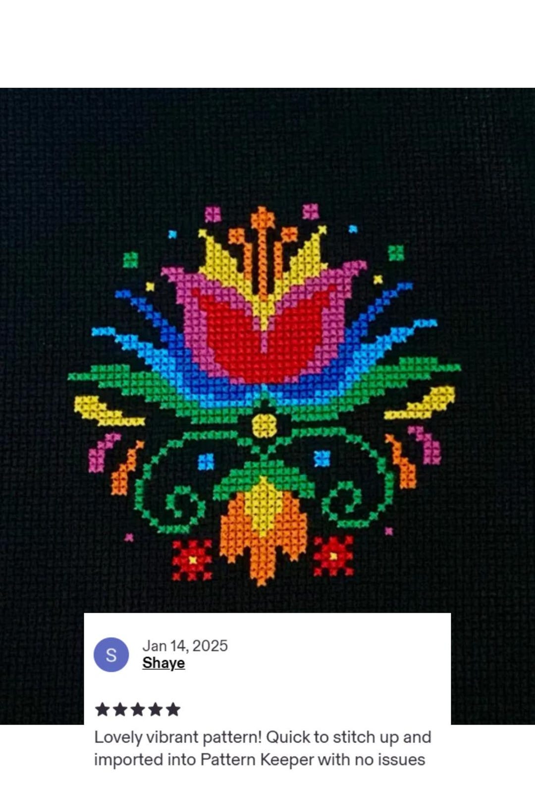 Mexican Folk Flower Cross Stitch Pattern: Easy Small Embroidery