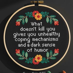 Funny Sarcastic Cross Stitch Pattern: Floral Humor (PDF)