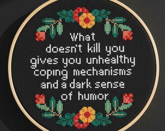 Funny Sarcastic Cross Stitch Pattern: Floral Humor (PDF)