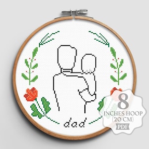 Papà e io schema punto croce PDF, regalo per la festa del papà dai bambini, piccolo semplice schema moderno contato, ti amo papà tesoro, download digitale