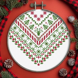 Christmas borders frames Cross stitch patterns PDF, Xmas sampler Ugly sweater Basic easy simple Holiday embroidery, Modern folk, Digital