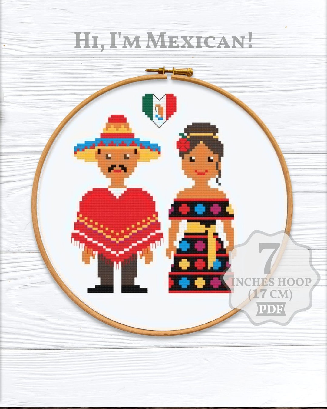 Mexican Cross Stitch Pattern PDF, Cute Funny Mexico Art Couple Love