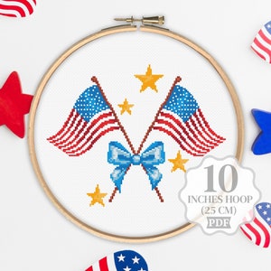 4th of July Cross stitch pattern American flag Patriotic Cross Stitch  Pattern Independence Day Decor Embroidery Gift Counted Cross Stitch