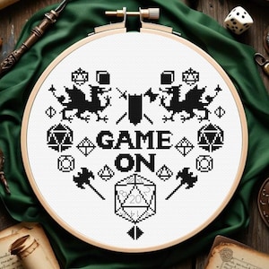 Dragon Cross Stitch Pattern DnD Cross Stitch Pattern Game Gift For Gamer Counted Cross Stitch Pattern Easy Geek Geeky Xstitch PDF