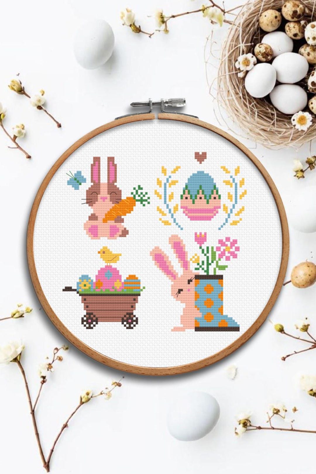 Easter Cross Stitch Pattern PDF Spring Cross Stitch Pattern Small Bunny ...