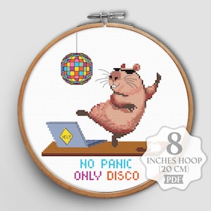 Grappig capibara-kruissteekpatroon: No Panic Disco Meme (pdf-download)