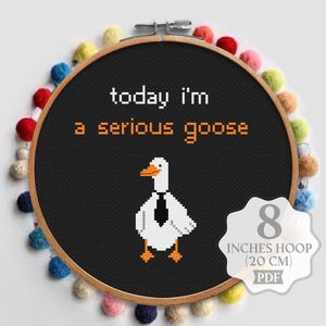 Silly Goose Cross stitch pattern PDF, Serious goose meme, Funny cross stitch, Small embroidery design, snarky, Digital download