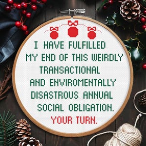 Funny Christmas Cross Stitch Pattern Merry Xmas Cross Stitch Sarcastic Snarky Cross Stitch Bad Santa Embroidery Design  Digital Download PDF