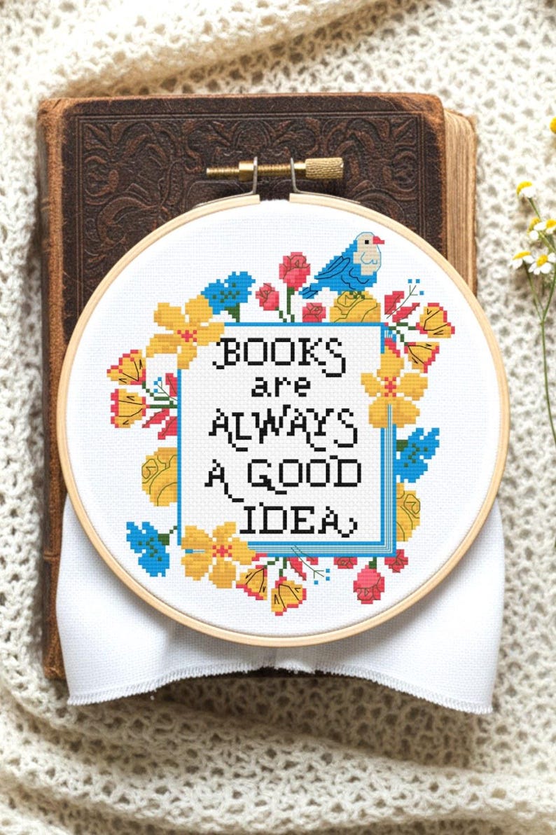 Reading Cross stitch pattern Bookish Cross Stitch Book Embroidery Gift For Book Lover Cross Stitch Snarky Nerd Counted Cross Stitch PDF image 7