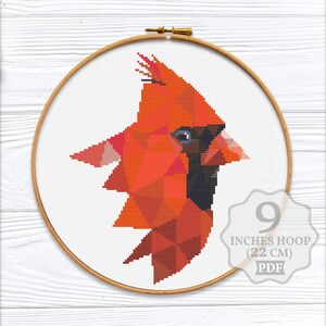 Christmas bird Cross stitch pattern PDF, Winter Holidays embroidery art decor, Cardinal Nature Modern design, Digital download