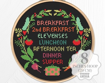 Fantasy Meals Cross Stitch Pattern: Funny Kitchen Embroidery (PDF Download)