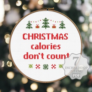 Funny Christmas Cross stitch pattern PDF, Merry Xmas diet Holidays quote sassy snarky, gift for friend, Easy Modern, Digital