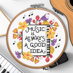 Cross Stitch Pattern Music Hobby Piano Cross Stitch Musician Gift Embroidery Pattern Music Instant Download PDF