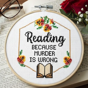 Reading Cross stitch pattern Bookish Cross Stitch Book Embroidery Gift For Book Lover Cross Stitch Snarky Nerd Counted Cross Stitch PDF