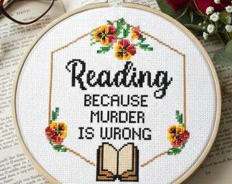 Reading Cross stitch pattern Bookish Cross Stitch Book Embroidery Gift For Book Lover Cross Stitch Snarky Nerd Counted Cross Stitch PDF