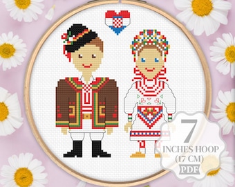 Croatian Folk Sampler Cross Stitch Pattern, Instant Download PDF