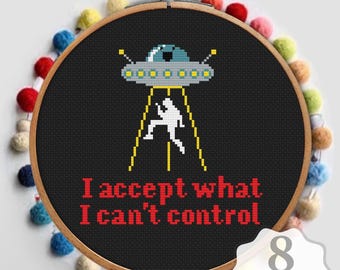 Sarcastic Cross Stitch Pattern: Funny Mental Health Anxiety UFO (PDF)