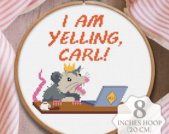 Funny Possum Cross Stitch Pattern: Anxiety Meme Yelling Snarky (PDF)