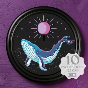 Whale Cross Stitch Pattern: Sea Animal Embroidery (Digital Download PDF)