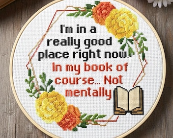 Bookish Cross stitch pattern PDF: Book lover Read Librarian Nerd Reading (Digital download)