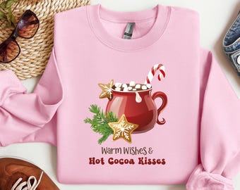 Sweatshirt Hot Cacao, unisex, round neck, winter, christmas cookies, candy cane, marshmallows, cozy, xmas, hot cacao kisses, warm wishes