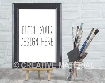 Frame Mockup | Brush | Styled Stock Photo | Showcase |  Frame Ratio: 20cm x 30cm or 8" x 11,75" | File #21 by Creative Material