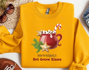 Sweatshirt Hot Cacao, unisex, round neck, winter, christmas cookies, candy cane, marshmallows, cozy, xmas, hot cacao kisses, warm wishes