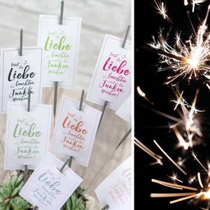 Wunderkerzen Label Hochzeit Lasst unsere Liebe leuchten und Funken