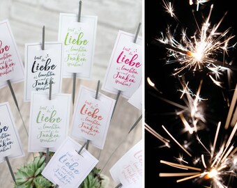 Etichetta scintillante | Matrimonio "Lascia che il nostro amore splenda e volino scintille" | PDF stampabile