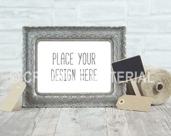 Frame Mockup | Shabby Chic | Styled Stock Photo | Small Blackboard |  Frame Ratio: 18cm x 13cm or 7" x 5" | File #30 by Creative Material