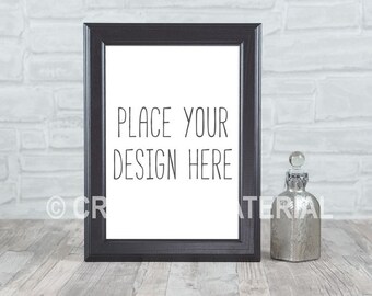 Black Frame Mockup | Wood | Styled Stock Photo | Showcase |  Frame Ratio: 20cm x 30cm or 8" x 11,75" | File #22 by Creative Material