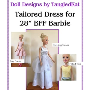 Tailored Dress Pattern to fit 28in Fashion doll