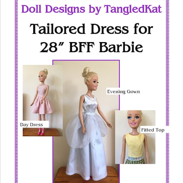 Tailored Dress Pattern to fit 28in Fashion doll