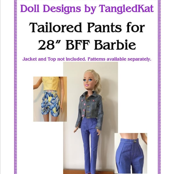 Tailored Pants or Jeans Pattern to fit 28in Fashion Doll