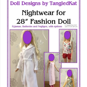 Nightwear Patterns for 28in Fashion Doll