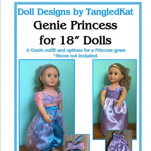 Genie Princess Pattern pour s'adapter aux poupées à corps souple de 18 pouces comme American Girl et Our Generation.