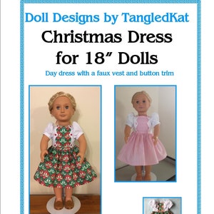 Christmas Dress Pattern to fit 18in soft-bodied dolls like American Girl and Our Generation.