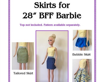 Skirts Pattern in 3 Styles for 28in Fashion Doll
