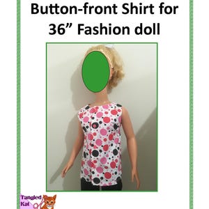 Button Front Shirt pattern for 36" to 38" Fashion Doll