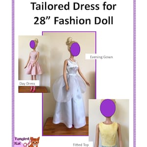 Tailored Dress Pattern to fit 28in Fashion doll