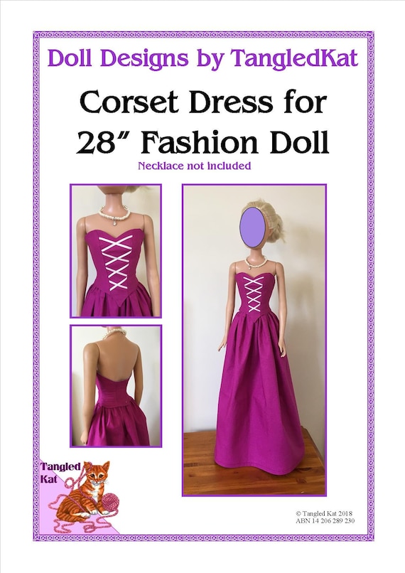 Corset Bodice Dress Patterns for 28in Fashion Doll Etsy Canada