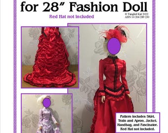 Victoriaans elegantie-ensemblepatroon, past op modepop van 28 inch