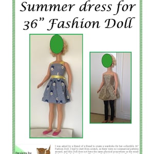 Summer dresses pattern for 36" to 38" Fashion Doll image 1