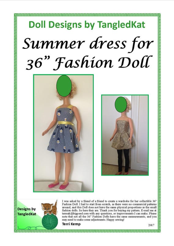 Summer dresses pattern for 36" to 38" Fashion Doll
