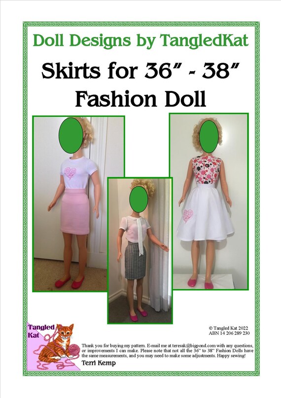 Skirts pattern for 36" to 38" Fashion Doll