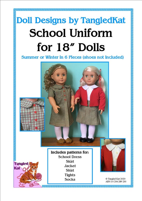 School Uniform Pattern to Fit 18in Soft bodied Dolls Like American Girl and Our Generation. Etsy UK