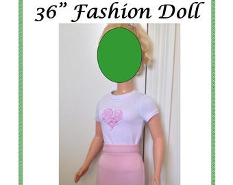 T-Shirt pattern for 36" to 38" Fashion Doll