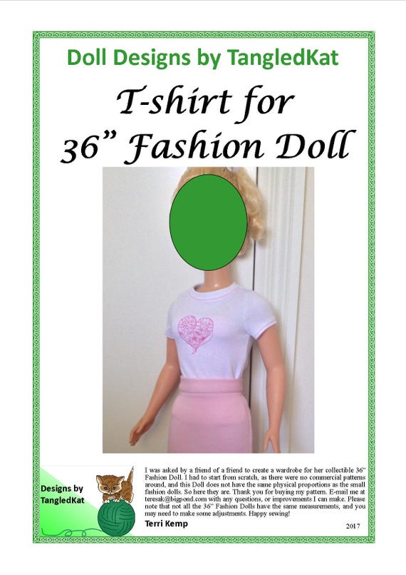 T-Shirt pattern for 36" to 38" Fashion Doll